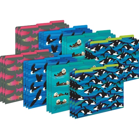 Barker Creek Sea & Sky Designer Letter-Size File Folders, Multi-Design Set, 24/Package 3877